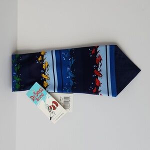 Dr. Seuss Brand One Fish Two Fish Red Fish Blue Fish Men's Dress Tie Dark Blue